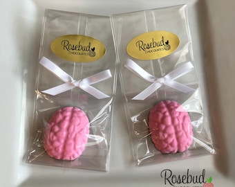 12 Pink Brain Chocolate Party Favors: Medical Graduation, Halloween