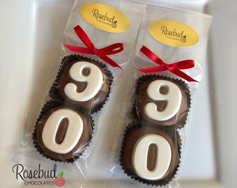 8 Sets #90 Chocolate Covered Oreo Cookie Candy Party Favors Number 90th Birthday