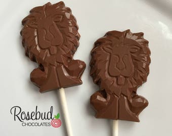 12 LION Chocolate Lollipops Jungle Animal Birthday Party Favors Safari Theme Zoo Decor Decorations Dessert Table Baby Shower Ideas Candy Cat