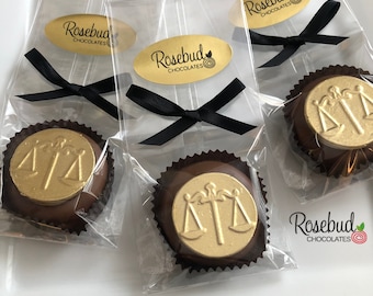 12 SCALES of JUSTICE Chocolate Covered Oreo Cookie Favors Lawyer Law Legal Event Party Favors GOLD