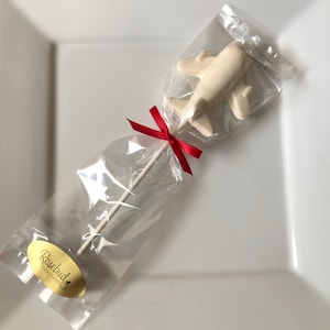 12 AIRPLANE Chocolate Lollipops Birthday Party Favors Gray Plane Pilot Aviator Theme Wedding Bon Voyage Graduation Send Off Jumbo Jet