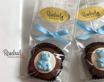 Teddy Bear Chocolate Covered Oreo Cookies, Baby Shower Favors (12)