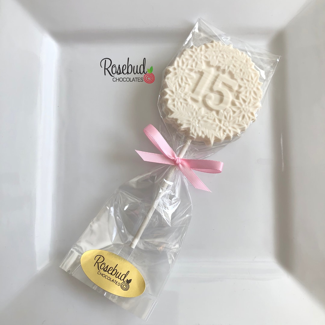Recuerdos de fiesta con forma de piruleta de chocolate con diseño floral -  Número 15 - Juego de 12 - Etsy México, image size:1080x1080