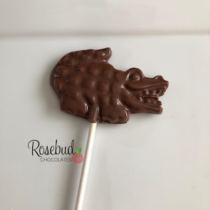 12 CROCODILE Chocolate Lollipops Birthday Party Favors Animals Candy College Flordia Gators Reptiles Alligator image 1