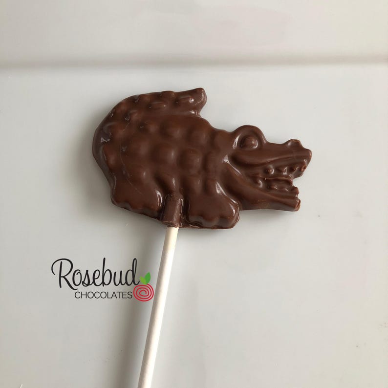 12 CROCODILE Chocolate Lollipops Birthday Party Favors Animals Candy College Flordia Gators Reptiles Alligator image 1