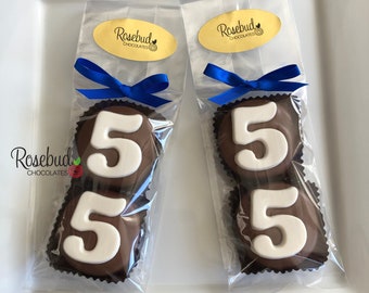 8 Sets of #55 Chocolate Covered Oreo Cookie Candy Party Favors Number Fifty-Five 55th Birthday Anniversary