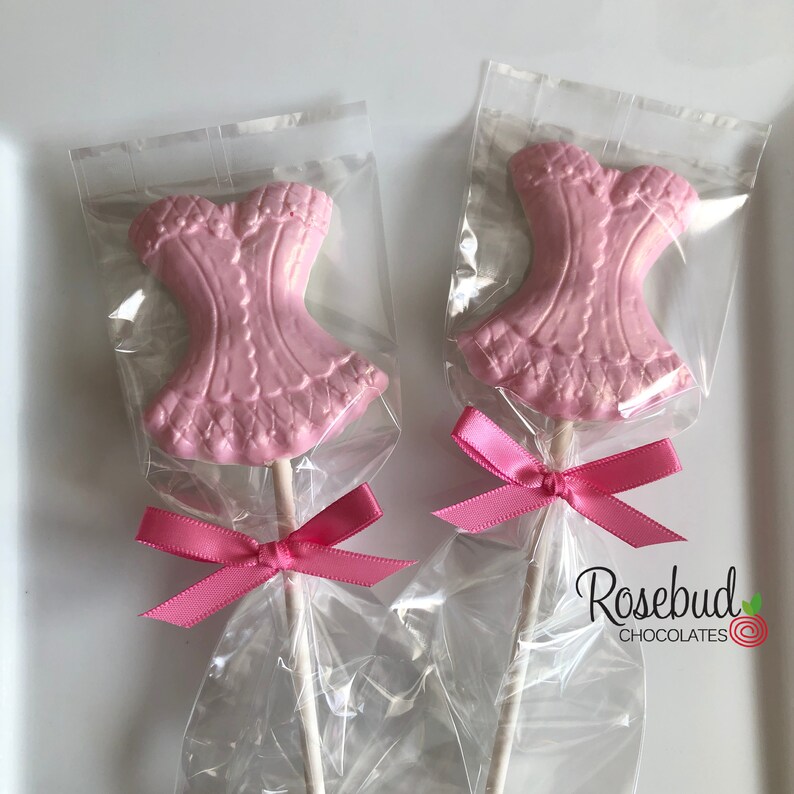 12 CORSET Chocolate Lollipop Favors Girls Night Out Bachelorette Birthday Party Lingerie Bridal Shower image 3