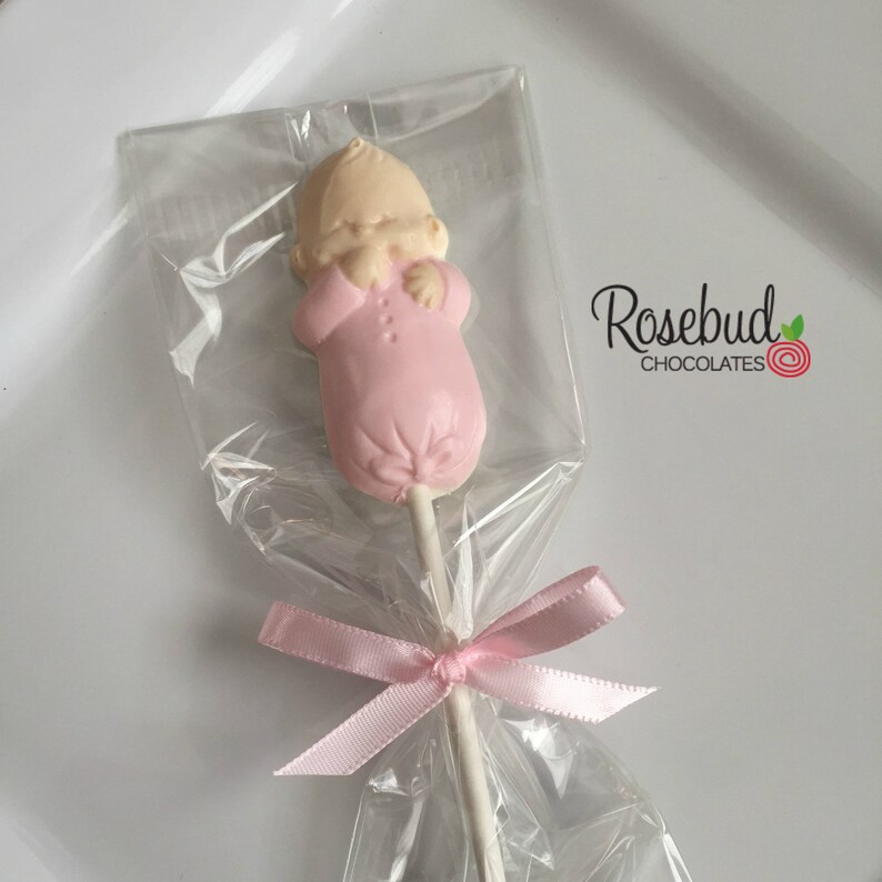 Baby Shower Favors Chocolate Lollipops Boy Girl Blue Pink Etsy