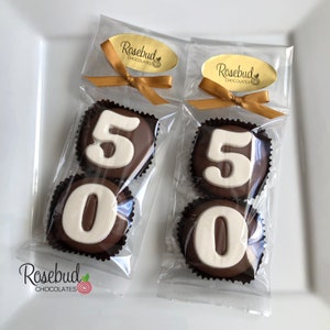 8 Sets #50 Chocolate Covered Oreo Cookie Candy Party Favors Number FIFTY 50th Birthday Anniversary 50's