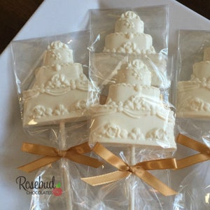 12 CAKE Chocolate Lollipops Bridal Shower Birthday Candy Wedding Party Favors Anniversary Decorations Dessert Table Sweet 16