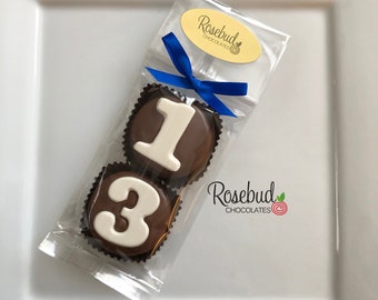 8 Sets #13 Chocolate Covered Oreo Cookie Candy Party Favors Number Thirteen Birthday Anniversary