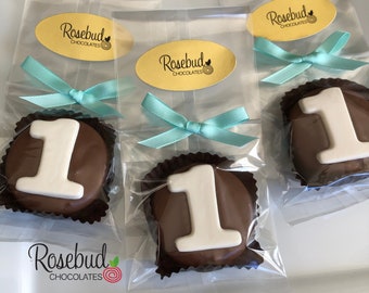 12 Number ONE Chocolate Covered Oreo Cookie Favors Candy #1 First Birthday Party