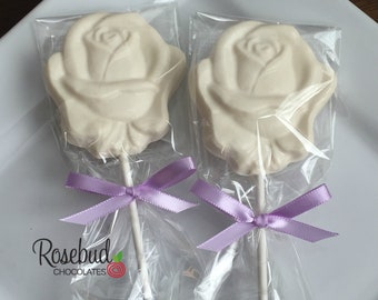 Rose Chocolate Lollipops: Wedding, Birthday Party Favors - Set of 12