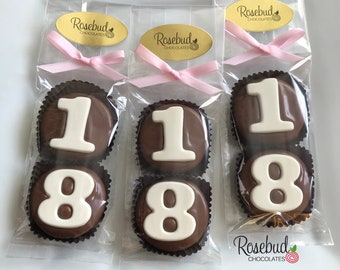 8 Sets #18 Chocolate Covered Oreo Cookie Candy Party Favors Number Eighteen 18th Birthday Anniversary