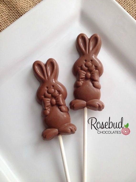 12 BUNNY RABBIT Chocolate Lollipop Candy Favors Easter Etsy