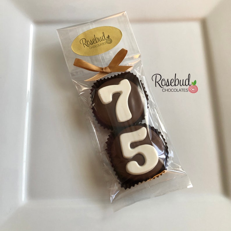 8 Sets of 75 Chocolate Covered Oreo Cookie Candy Party Favors Number Seventy Five 75th Birthday image 2