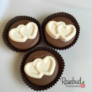 12 DOUBLE HEARTS Chocolate Covered Oreo Cookie Candy Party Favors Wedding Bridal Shower Birthday Anniversary image 2