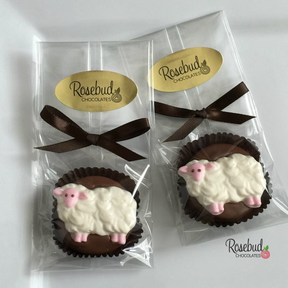 12 SHEEP Chocolate Covered Oreo Cookie Favors Farm Barnyard Birthday Baby Shower Candy