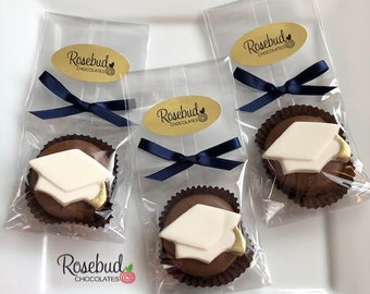 Graduation Cap Chocolate Covered Oreo Favors - Gold Tassel - Set of 12