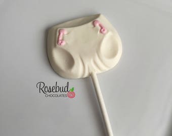 12 DIAPER White Chocolate Lollipops Baby Shower Candy Party Favors Gender Reveal