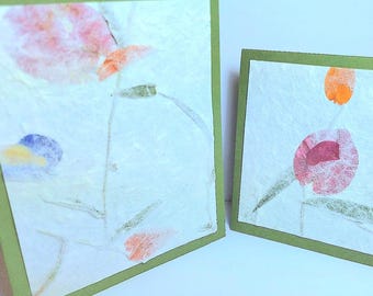 Pressed Flower Cards | Eco-Friendly | Real Iris, Marigold & Bougainvilla | Handmade Set of 10