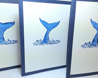 Whale Tail Card Set: Coastal Beach Ocean Note Cards