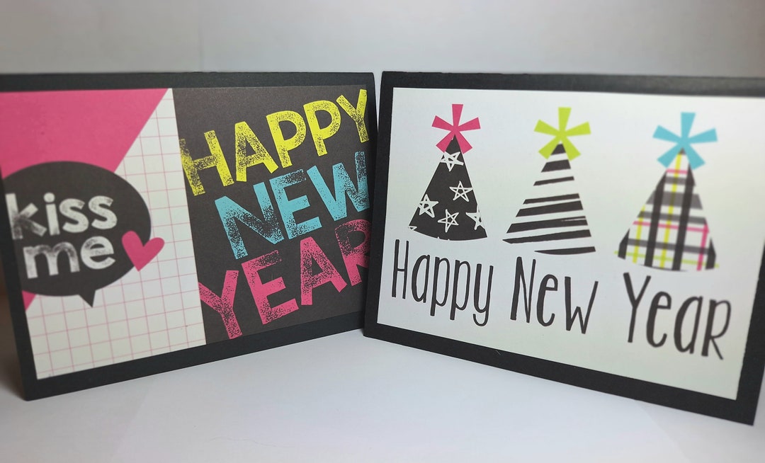Happy New Year Cards 11-card Box Casual New Year Cards / - Etsy