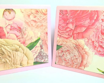 Peony Cards | Italian Paper | All Occasion | Handmade Set of 10