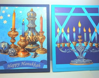 Handmade Hanukkah Cards | Menorahs & Jewish Stars | Set of 10