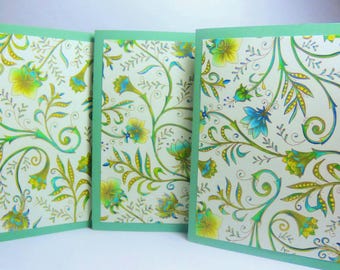 Petite Swirly Floral Italian Cards | Elegant All Occasion Notecards | Handmade Set of 10