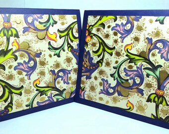 Italian Florentine All Occasion Cards | Violet with Gold Metallic Details | Handmade Set of 10