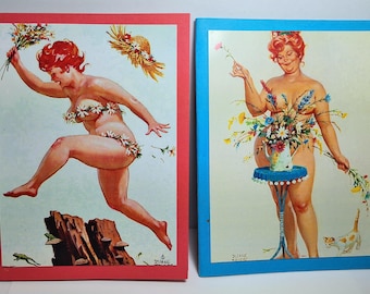 Retro 1950s Full Figured Lady Cards, Sample Images Shown, Handmade Assortment of 10,l