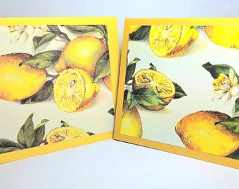 Lemon Cards with Blossoms | Italian Paper | All Occasion i Handmade Set of 10