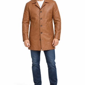 Men’s Brown Leather Trench Coat