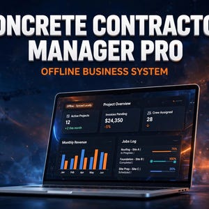 Concrete Contractor Manager Pro — Offline Business Management Software for Concrete Contractors, Digital Download