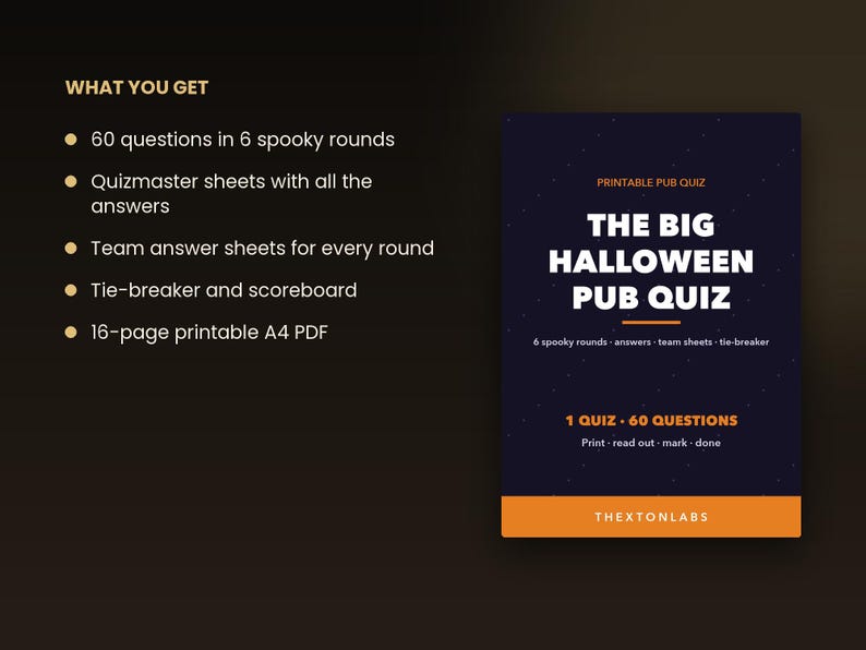 The Big Halloween Pub Quiz (Printable)