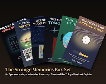 Puede incluir: Un set de seis libros titulado The Strange Memories Box Set, con portadas individuales que incluyen títulos como The Day The Model Woke Up, Your Moon Second, The Moon Phase, The Sound Of Tomorrow, Every Voice Of The y The People Who Arrived Early.