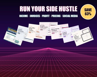 Small Business Spreadsheet Bundle UK, Self Employed Tracker, Invoice Template, Etsy Profit, Reseller Tracker, Content Planner