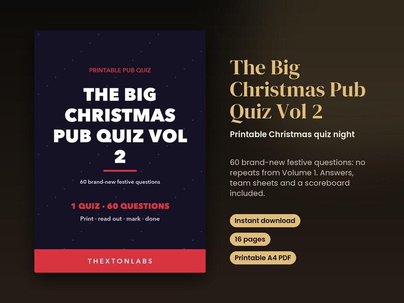 The Big Christmas Pub Quiz Vol 2 (Printable)