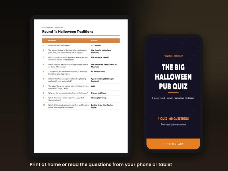 The Big Halloween Pub Quiz (Printable)