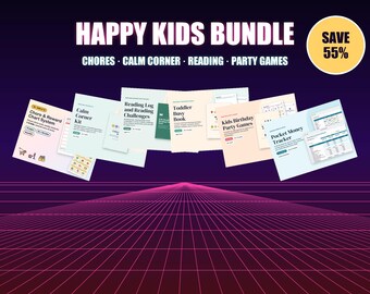 Kids Printables Bundle, Chore Chart, Calm Corner, Reading Log, Toddler Busy Book, Kids Party Games, Pocket Money Tracker, UK Parenting