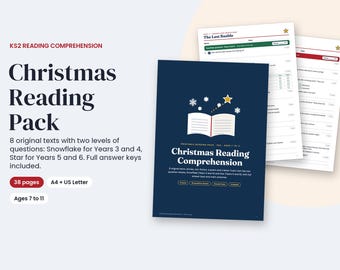 Christmas Reading Comprehension KS2 Printable, 8 Texts and 16 Question Sheets with Answers