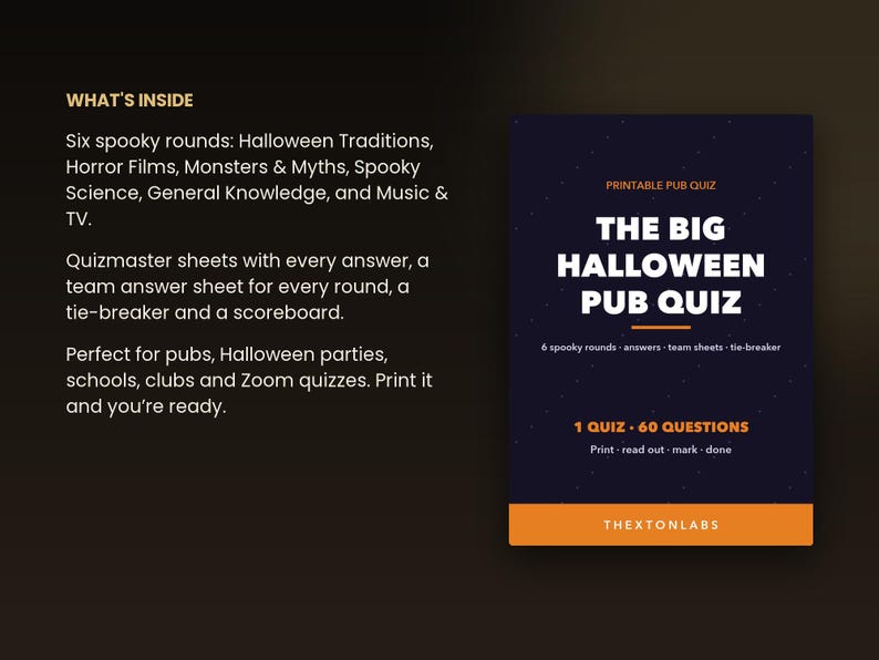 The Big Halloween Pub Quiz (Printable)