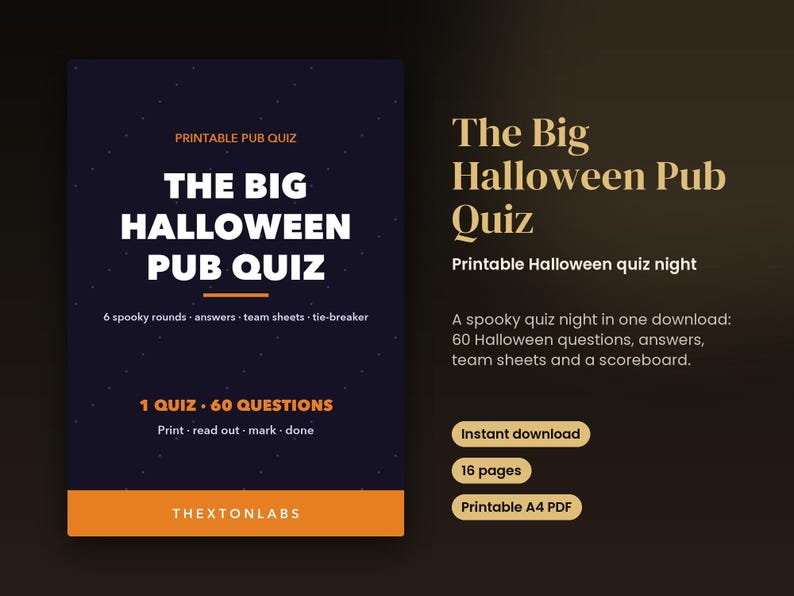 The Big Halloween Pub Quiz (Printable)