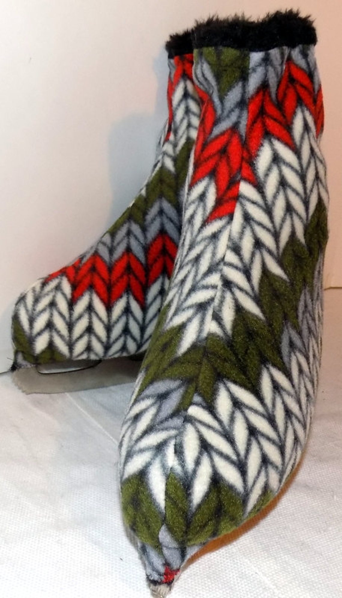 Melvage's Ice Skate Boot Warmers Knitted Fleece Design 2 Etsy