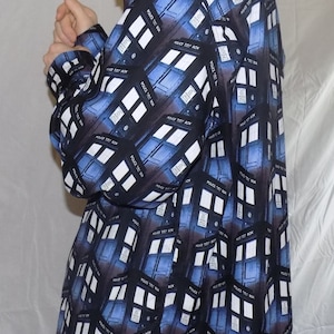 Madd Aynts Doctor Who Police Public Call Box Handmade Oxford Button Down Shirt Size 48