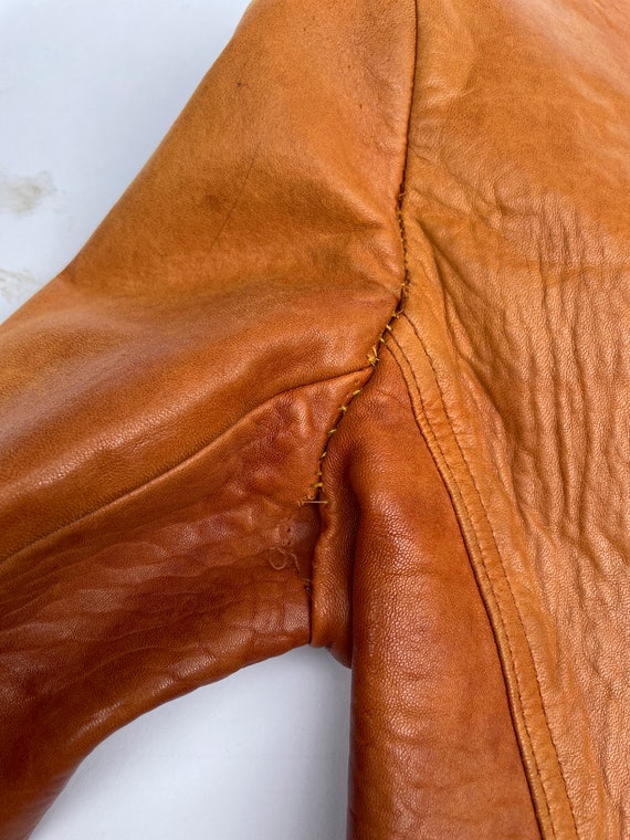 Vintage 70s Soft Brown leather Jacket Small - image 9