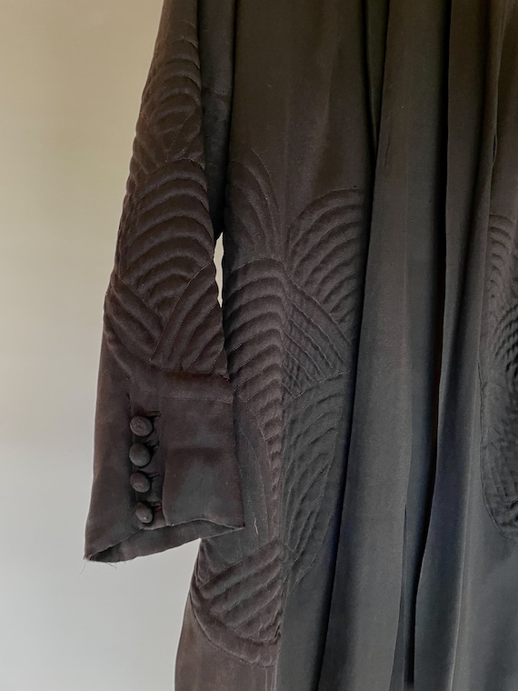 1930s Black Silk Duster Jacket Robe - image 8