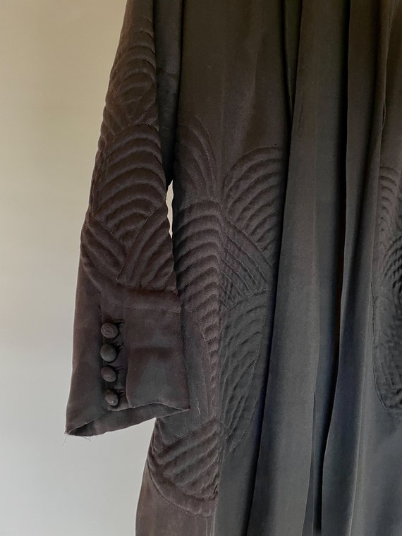 1930s Black Silk Duster Jacket Robe - image 1