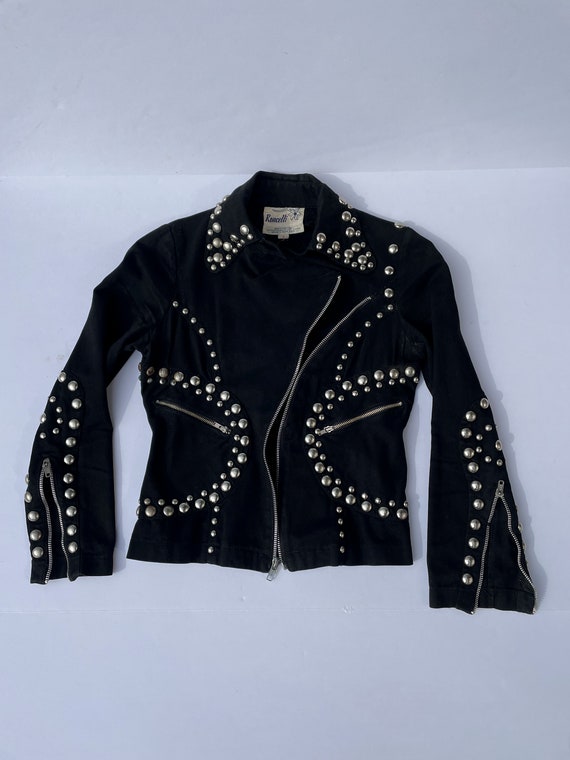 VIntage 60s Roncelli Black Denim Studded Glam Roc… - image 1